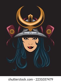 women samurai head vector illustration
