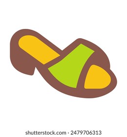 Women sandal icon flat vector on white background. Sandal shoe emoji emoticon