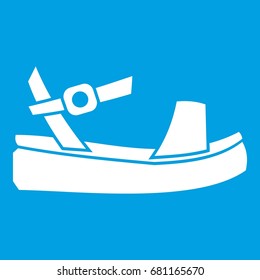 Women sandale icon white isolated on blue background vector illustration