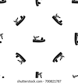 Women sandale pattern repeat seamless in black color for any design. Vector geometric illustration