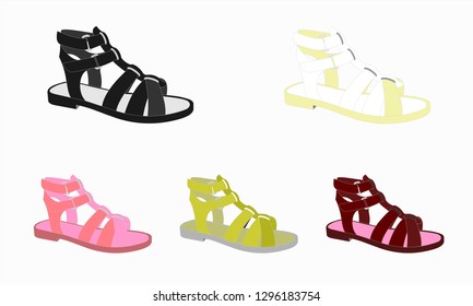 Women sandals collection, vector artwork