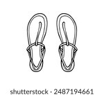 Women sandals. Hand-drawn summer footwear.  Sandals with straps. isolated on white background. Summer shoes.
