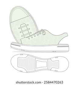 Women sandals sneakers mockup template vector design technical illustration.