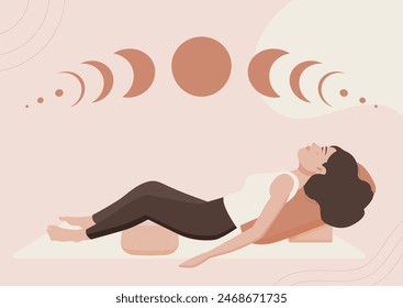 Die Frauen in Savasana posieren Vektorillustration