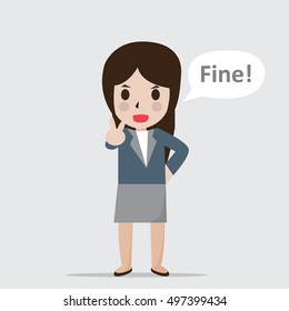 Women say fine, with flat vector concept, vector illustration