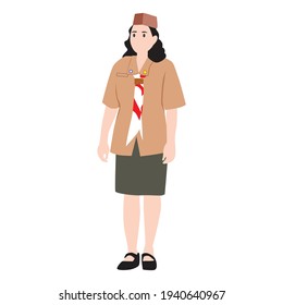 Personaje Vector Uniforme de Escultismo femenino