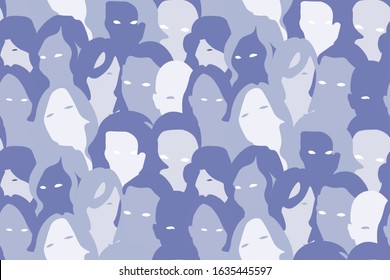 Women Seamless Pattern. Repetitive Vector Illustration Of Women Crowd. Women's Month, International Womens Day, Freedom, Independence, Equality. EPS 10.