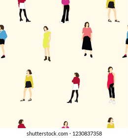 women seamless vector pattern. 