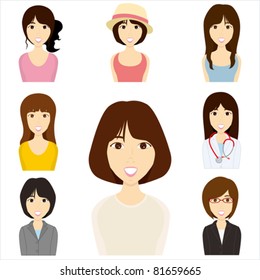 Women set. Illustration vector.