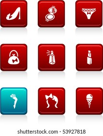 Women set of square color icons.