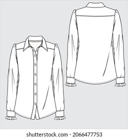 WOMEN SHIRT FRILLS FOR WOMEN OFFICE WEAR IN EDITABLE VECTOR FILE