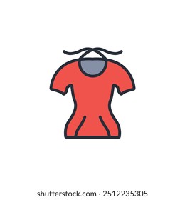 women shirt icon. vector.Editable stroke.linear style sign for use web design,logo.Symbol illustration.