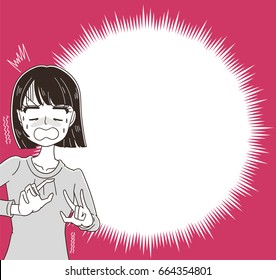 Women are shocked. A speech bubble like an explosion
