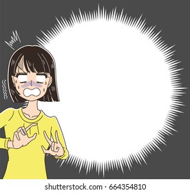 Women are shocked. A speech bubble like an explosion
