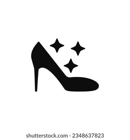 Women shoe care and cleaning. Women's shoes and sparkling stars with glitter.
