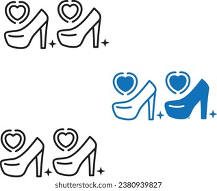 Women shoe with heart line and solid icon