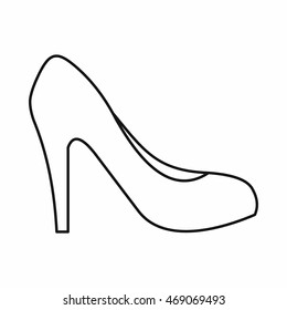 Women shoe with heels icon in outline style isolated on white background. Wear symbol vector illustration