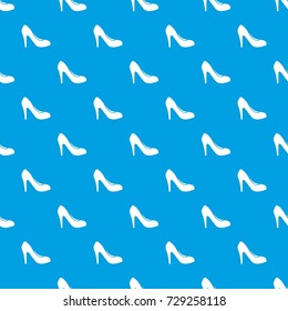 Women shoe with heels pattern repeat seamless in blue color for any design. Vector geometric illustration