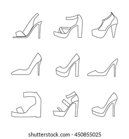Shoes Sketch Set High Heels Women Stock Illustration 785456338