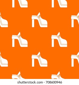 Women shoe pattern repeat seamless in orange color for any design. Vector geometric illustration