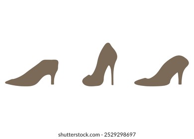 Women shoe silhouette icon set