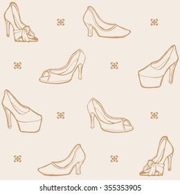 Women shoes background, seamless pattern