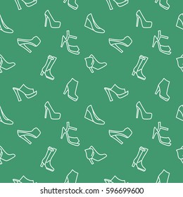 Women shoes background seamless pattern green