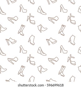 Women shoes background seamless pattern brown