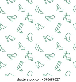 Women shoes background seamless pattern green