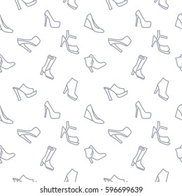 Women shoes background seamless pattern blue