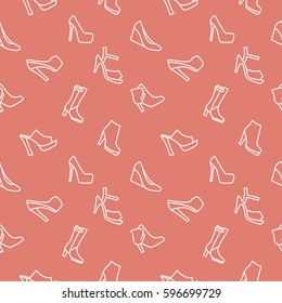 Women shoes background seamless pattern red