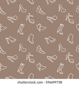 Women shoes background seamless pattern brown