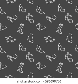 Women shoes background seamless pattern black