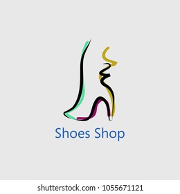 Women shoes boots ankle boots with heels logo icon sign emblem template Hand Drawn doodle line Modern design style Boutique decoration Shopping concept  Fashion print clothes apparel greeting card
