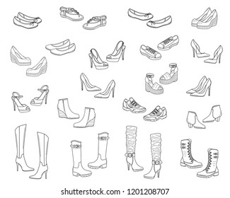 sketches of girls shoes