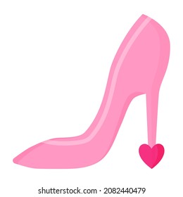 Women shoes with hearts. Wedding and valentine day concept. Vector cartoon isolated illustration.