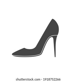 Women Shoes Icon. Lady High Heels Shoe Outline. Vector Illustration Isolated On White.