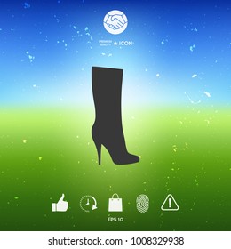 Women shoes icon, the modern silhouette. Menu item in the web design