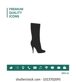Women shoes icon, the modern silhouette. Menu item in the web design
