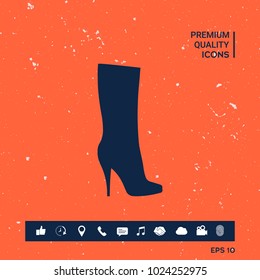 Women shoes icon, the modern silhouette. Menu item in the web design