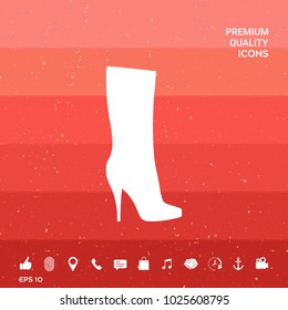Women shoes icon, the modern silhouette. Menu item in the web design