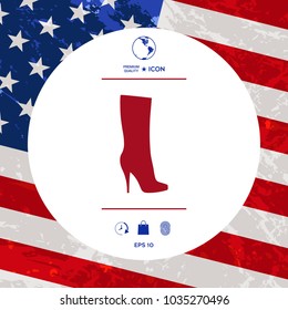 Women shoes icon, the modern silhouette. Menu item in the web design