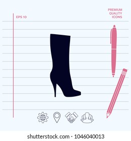 Women shoes icon, the modern silhouette. Menu item in the web design