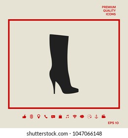 Women shoes icon, the modern silhouette. Menu item in the web design