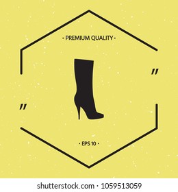 Women shoes icon, the modern silhouette. Menu item in the web design