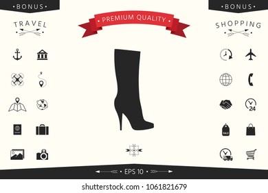 Women shoes icon, the modern silhouette. Menu item in the web design