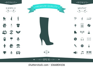 Women shoes icon, the modern silhouette. Menu item in the web design