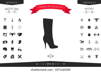 Women shoes icon, the modern silhouette. Menu item in the web design