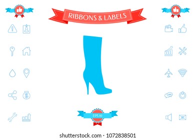 Women shoes icon, the modern silhouette. Menu item in the web design