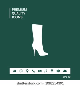 Women shoes icon, the modern silhouette. Menu item in the web design